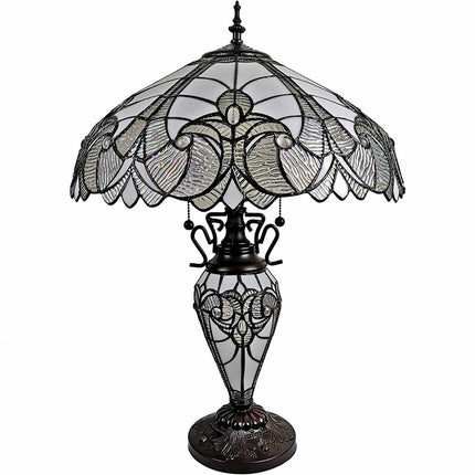 27" Dark Brown Metal Two Light Candlestick Table Lamp With Beige Shade HomeRoots