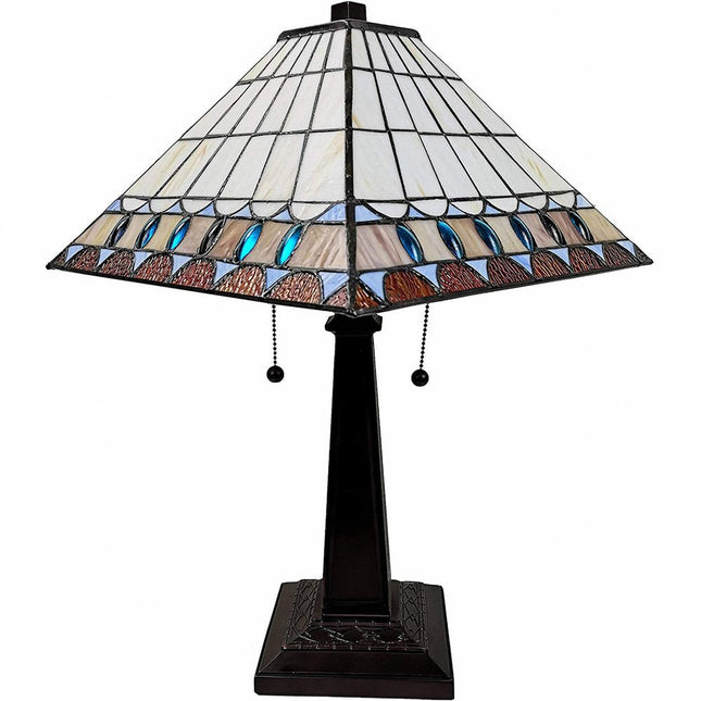 22" Dark Brown Metal Two Light Candlestick Table Lamp With Off White Empire Shade HomeRoots