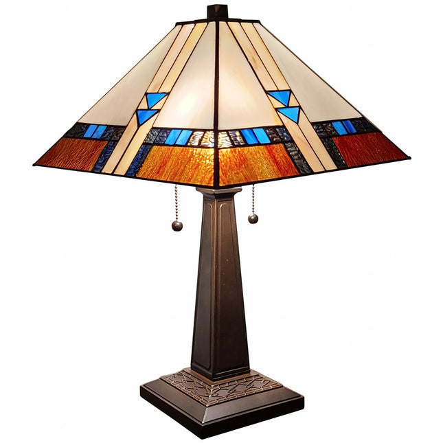 22" Dark Brown Metal Two Light Candlestick Table Lamp With Off White Empire Shade HomeRoots