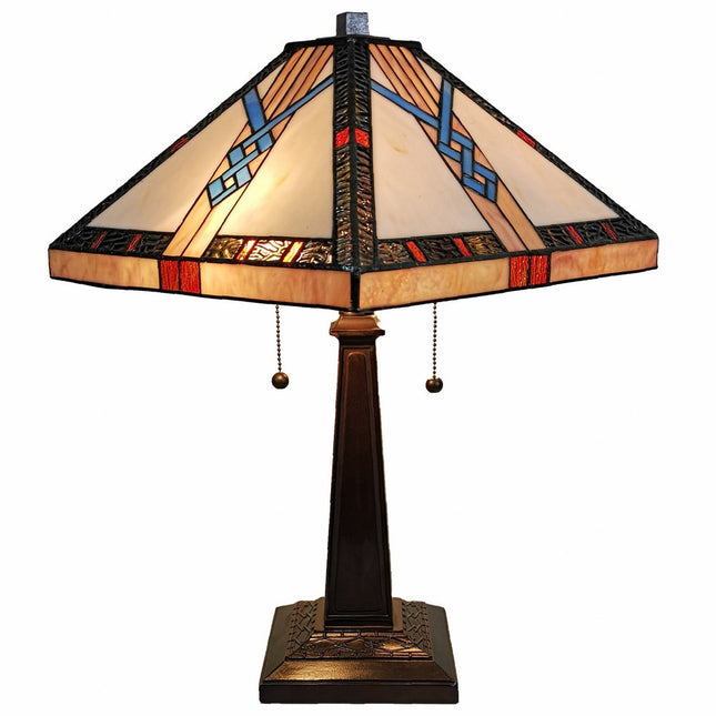 22" Dark Brown Metal Two Light Candlestick Table Lamp With Off White Empire Shade HomeRoots