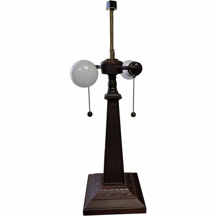 22" Dark Brown Metal Two Light Candlestick Table Lamp With Off White Empire Shade HomeRoots