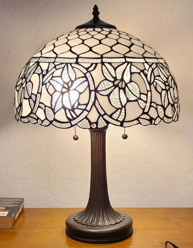 23" Dark Brown Metal Two Light Candlestick Table Lamp With White Shade HomeRoots