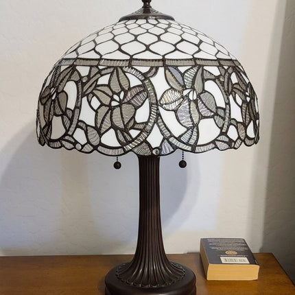 23" Dark Brown Metal Two Light Candlestick Table Lamp With White Shade HomeRoots