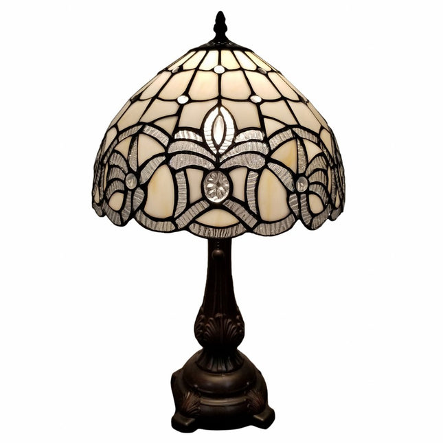 19" Dark Brown Metal Candlestick Table Lamp With White Dome Shade HomeRoots