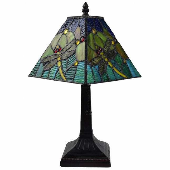 15" Dark Brown Metal Candlestick Table Lamp With Green Empire Shade HomeRoots