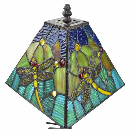 15" Dark Brown Metal Candlestick Table Lamp With Green Empire Shade HomeRoots