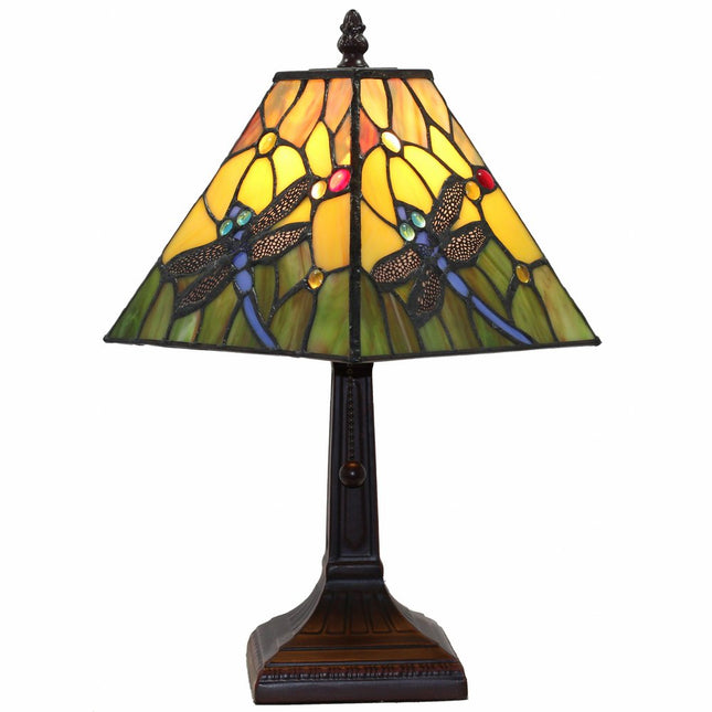 15" Dark Brown Metal Candlestick Table Lamp With Green Empire Shade HomeRoots