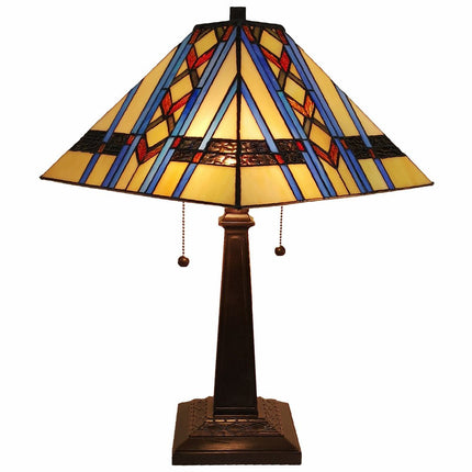 22" Dark Brown Metal Two Light Candlestick Table Lamp With Blue Empire Shade HomeRoots