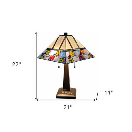 22" Dark Brown Metal Two Light Candlestick Table Lamp With White Shade HomeRoots