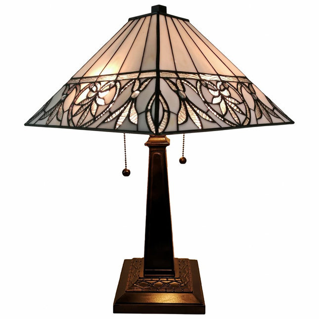 22" Dark Brown Metal Two Light Candlestick Table Lamp With White Shade HomeRoots