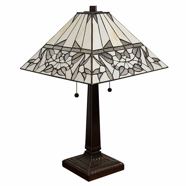 22" Dark Brown Metal Two Light Candlestick Table Lamp With White Shade HomeRoots