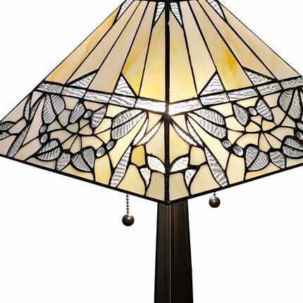 22" Dark Brown Metal Two Light Candlestick Table Lamp With White Shade HomeRoots