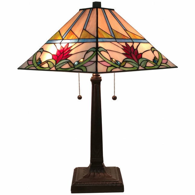 22" Dark Brown Metal Two Light Candlestick Table Lamp With White Empire Shade HomeRoots