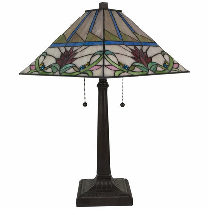 22" Dark Brown Metal Two Light Candlestick Table Lamp With White Empire Shade HomeRoots