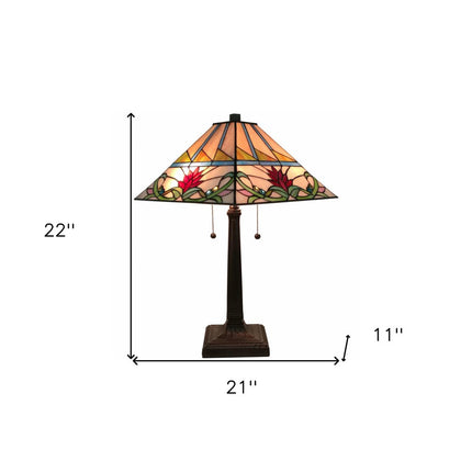 22" Dark Brown Metal Two Light Candlestick Table Lamp With White Empire Shade HomeRoots