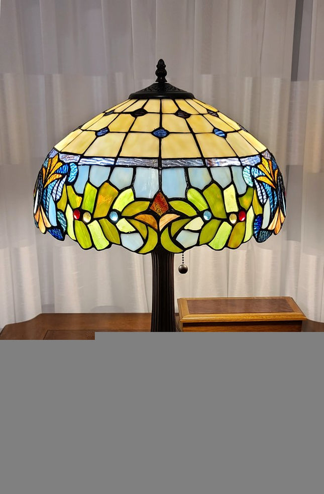 23" Dark Brown Metal Two Light Candlestick Table Lamp With Green Shade HomeRoots
