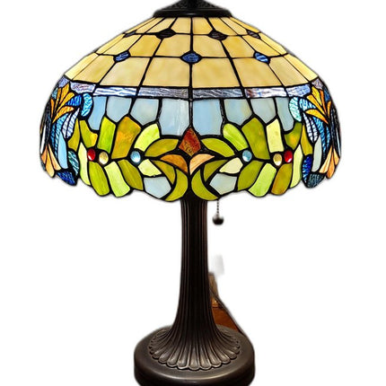 23" Dark Brown Metal Two Light Candlestick Table Lamp With Green Shade HomeRoots