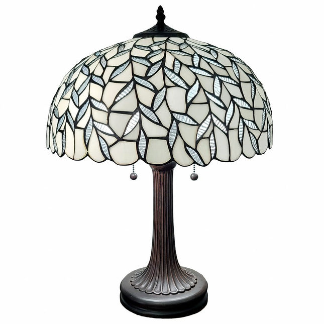 23" Dark Brown Metal Two Light Candlestick Table Lamp With White Shade HomeRoots