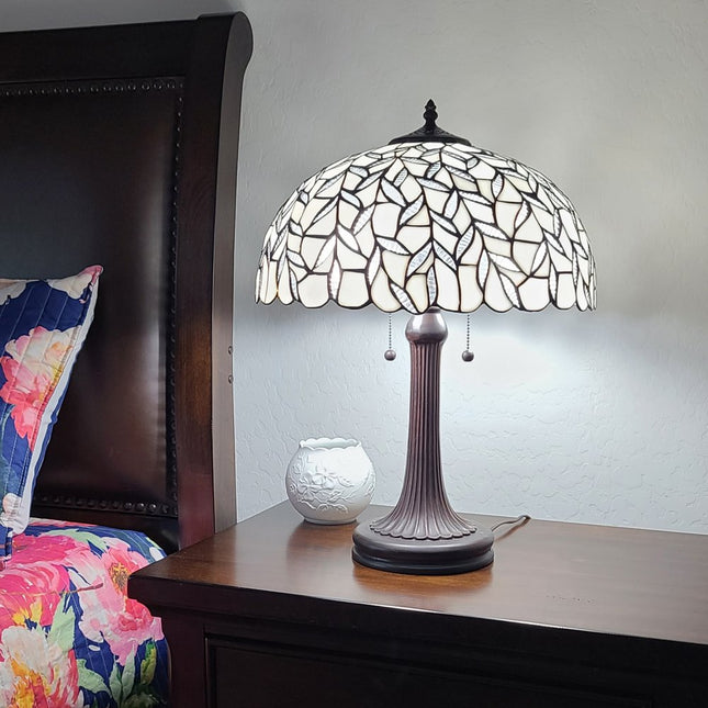 23" Dark Brown Metal Two Light Candlestick Table Lamp With White Shade HomeRoots