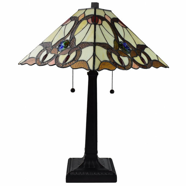 22" Dark Brown Metal Two Light Candlestick Table Lamp With Beige Empire Shade HomeRoots