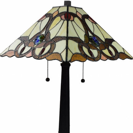 22" Dark Brown Metal Two Light Candlestick Table Lamp With Beige Empire Shade HomeRoots