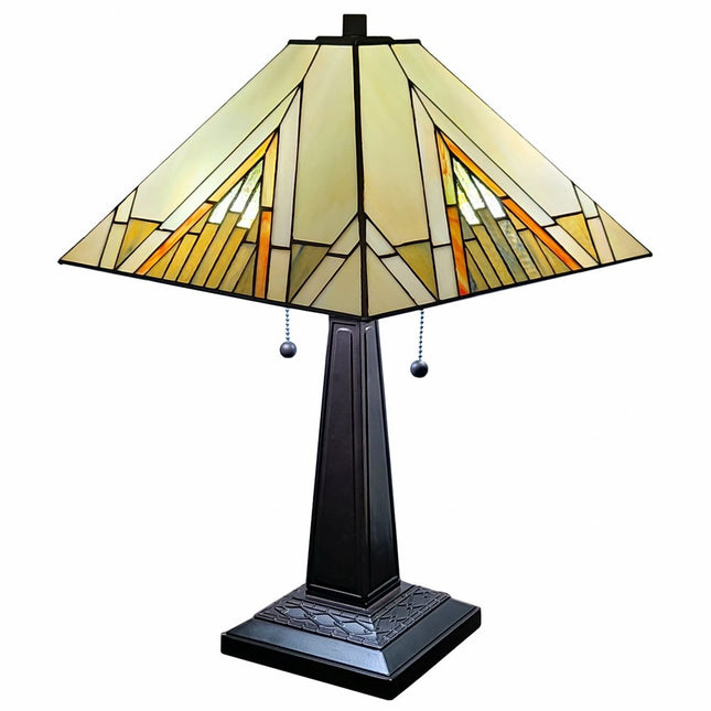 22" Dark Brown Metal Two Light Candlestick Table Lamp With Beige Shade HomeRoots