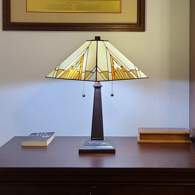 22" Dark Brown Metal Two Light Candlestick Table Lamp With Beige Shade HomeRoots