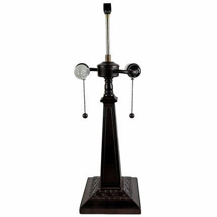 22" Dark Brown Metal Two Light Candlestick Table Lamp With Beige Shade HomeRoots