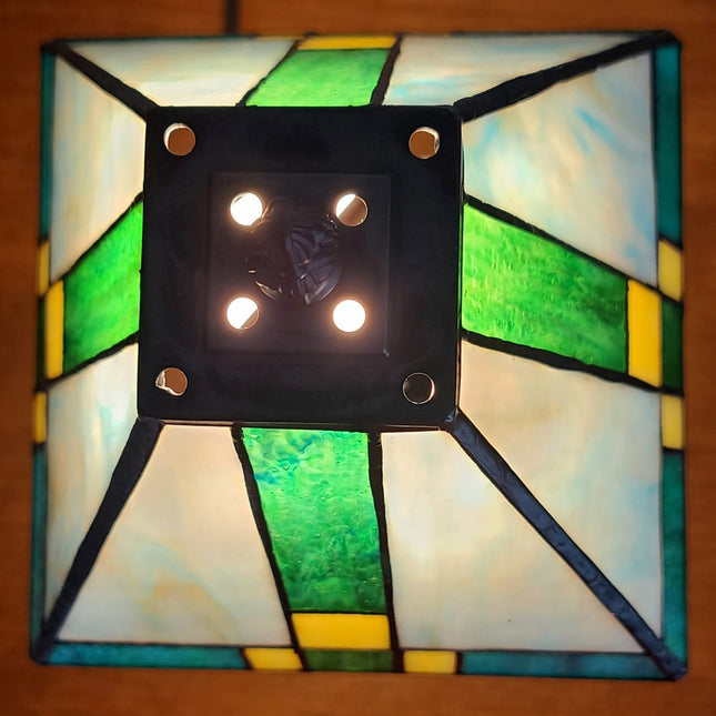 15" Dark Brown Metal Candlestick Table Lamp With Green Shade HomeRoots