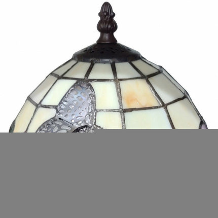 15" Dark Brown Metal Candlestick Table Lamp With Beige Shade HomeRoots