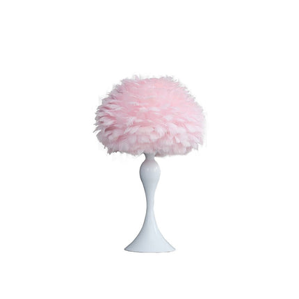 24" Glam Hot Pink Feather and Red Table Lamp HomeRoots