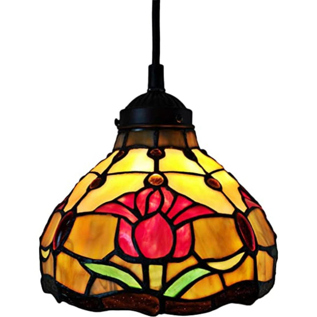 Red And White Unique Statement Tiffany Glass Dimmable Chandelier With Red And White Shades HomeRoots