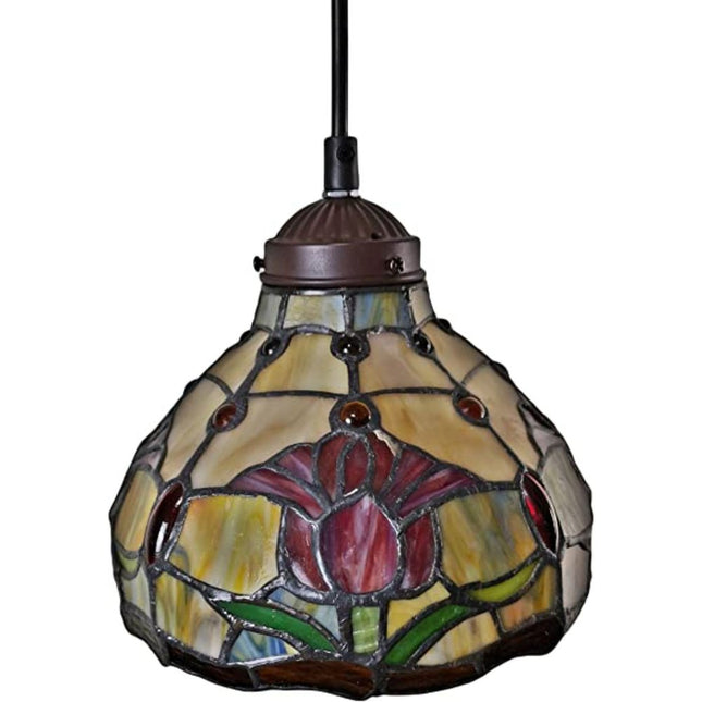 Red And White Unique Statement Tiffany Glass Dimmable Chandelier With Red And White Shades HomeRoots