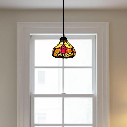 Red And White Unique Statement Tiffany Glass Dimmable Chandelier With Red And White Shades HomeRoots