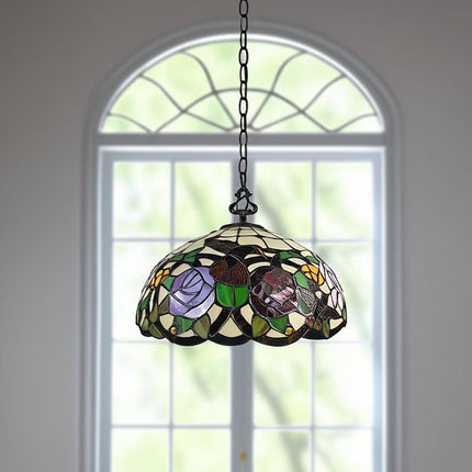 Red And White Unique Statement Two Light Glass Dimmable Chandelier With Red And White Shades