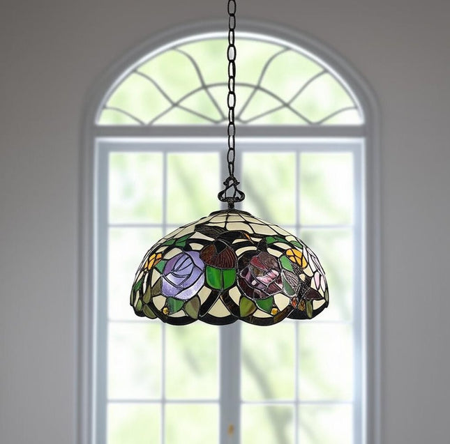 Red And White Unique Statement Two Light Glass Dimmable Chandelier With Red And White Shades HomeRoots