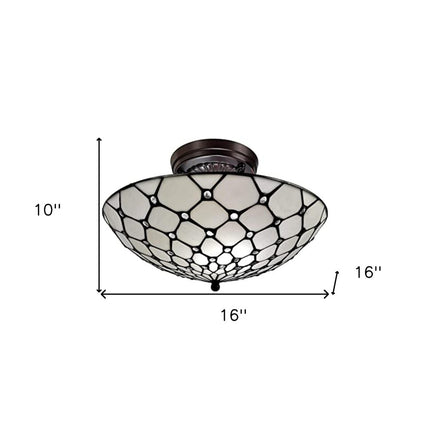 Black And White Unique Statement Two Light Glass Dimmable Chandelier With Black And White Shades