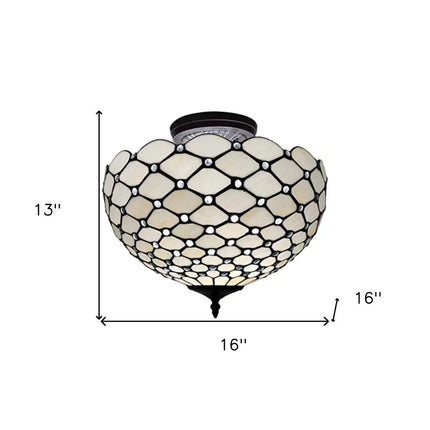 Black and White Tiffany Style Two Light Semi Flush Ceiling Lamp HomeRoots