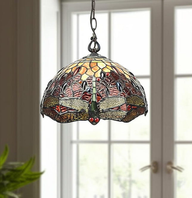 Red And White Unique Statement Two Light Glass Dimmable Chandelier With Red And White Shades HomeRoots