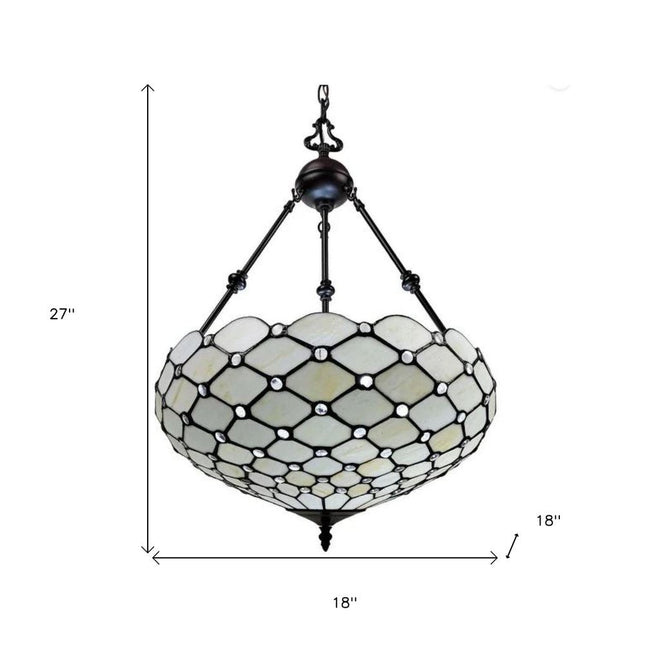 Black And White Unique Statement Three Light Glass Dimmable Chandelier With Black And White Shades HomeRoots