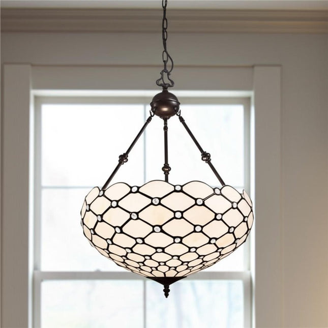 Black And White Unique Statement Three Light Glass Dimmable Chandelier With Black And White Shades HomeRoots