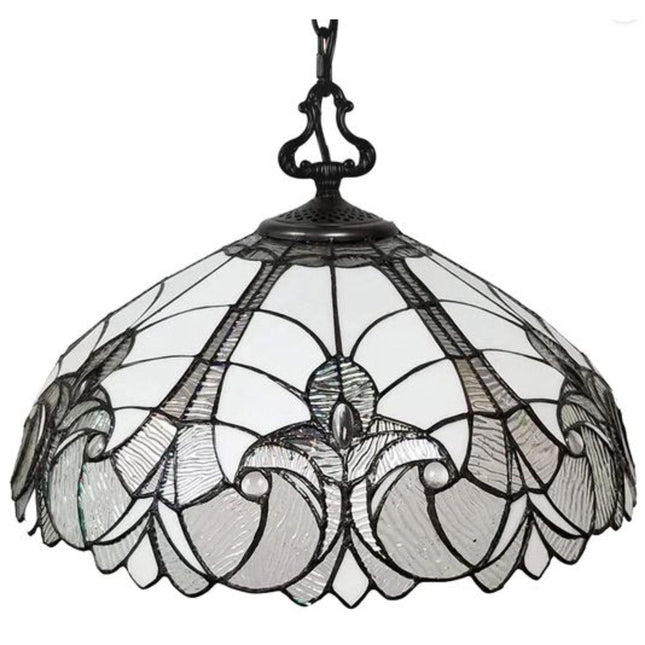 Black And White Unique Statement Two Light Glass Dimmable Chandelier With Black And White Shades HomeRoots