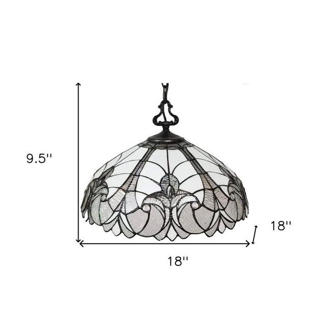 Black And White Unique Statement Two Light Glass Dimmable Chandelier With Black And White Shades HomeRoots