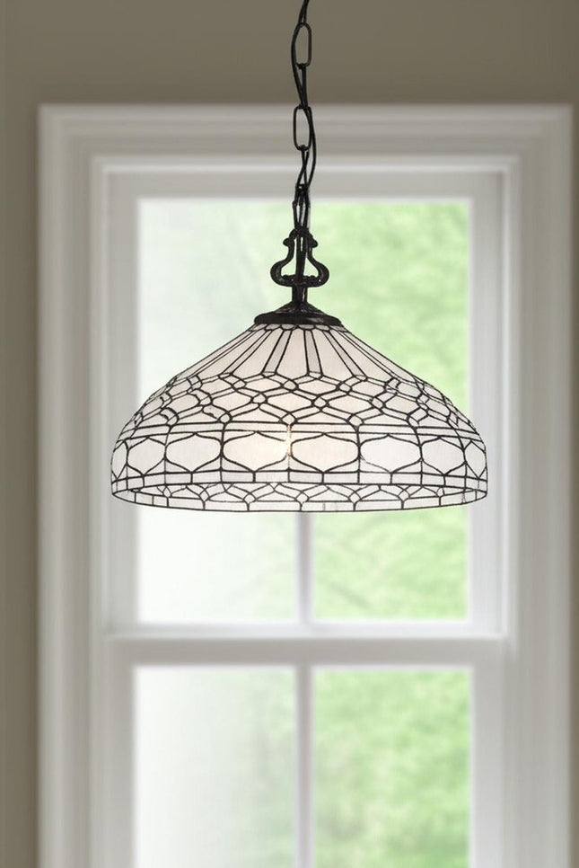 Black And White Unique Statement Two Light Glass Dimmable Chandelier With Black And White Shades HomeRoots
