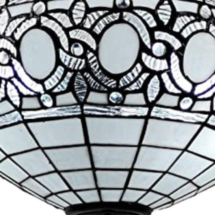 Blue and Black Tiffany Style Two Light Glass Dimmable Semi Flush Ceiling Light HomeRoots
