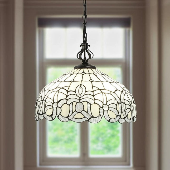 Black And White Unique Statement Two Light Glass Dimmable Chandelier With Black And White Shades HomeRoots