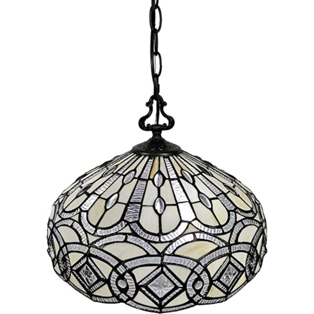 Black And White Unique Statement Two Light Glass Dimmable Chandelier With Black And White Shades
