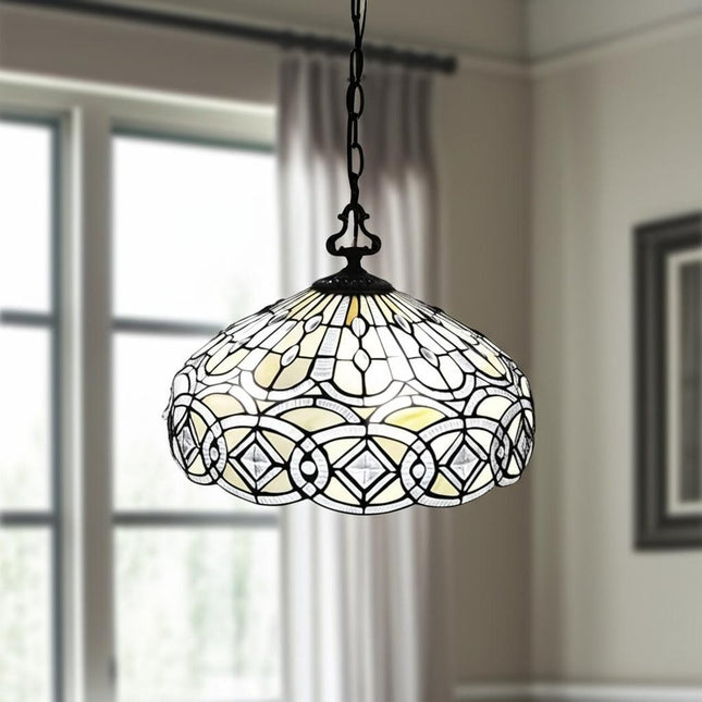 Black and White Unique Statement Two Light Glass Dimmable Ceiling Light With Black and White Shades HomeRoots