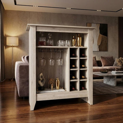 Light Gray Bar Cart With Wine Storage HomeRoots