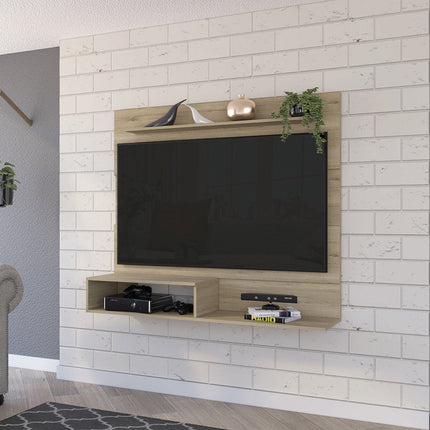 55" Light Pine Open Shelving Entertainment Center HomeRoots
